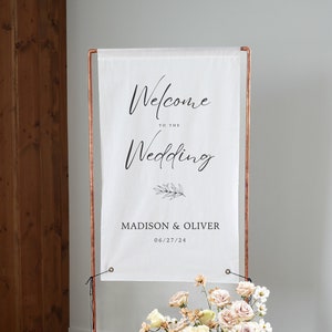 Fabric Wedding Welcome Sign Modern Wedding Welcome Sign Fabric Linen Custom Wedding ceremony Boho Wedding Welcome Sign Wedding Ceremony Sign