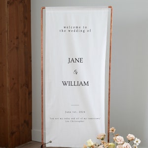 Fabric Wedding Welcome Sign Modern Wedding Welcome Sign Fabric Linen Custom Wedding ceremony Boho Wedding Welcome Sign Wedding Ceremony Sign