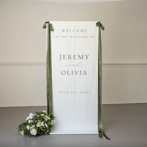Fabric Wedding Welcome Sign Modern Wedding Welcome Sign Fabric Linen Custom Wedding ceremony Boho Wedding Welcome Sign Ceremony Sign S3