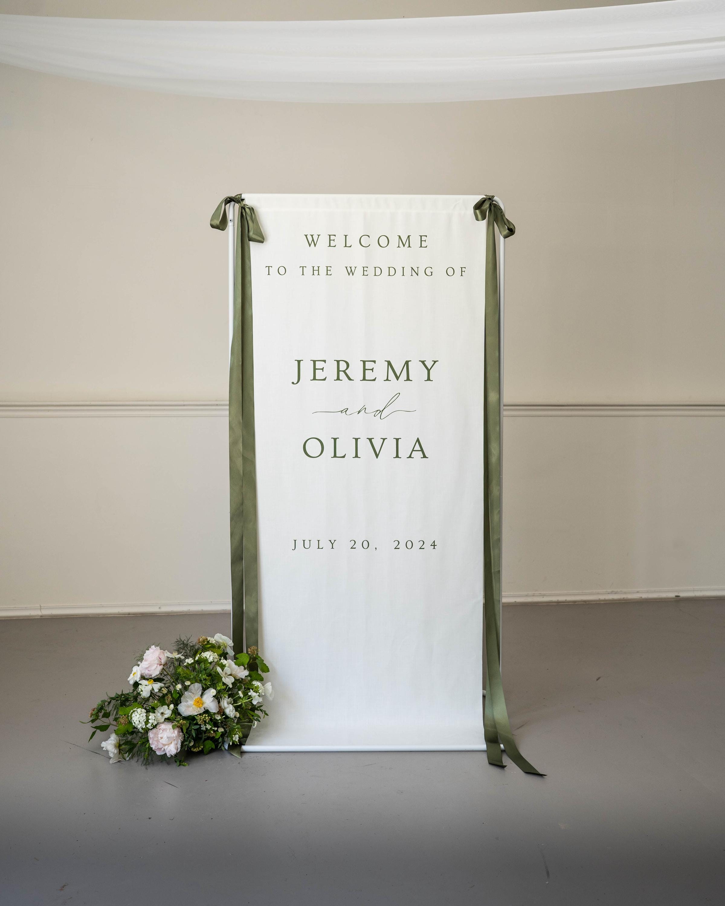 Fabric Wedding Welcome Sign Modern Wedding Welcome Sign Fabric Linen Custom Wedding ceremony Boho Wedding Welcome Sign Ceremony Sign S3