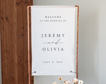 Fabric Wedding Welcome Sign Modern Wedding Welcome Sign Fabric Linen Custom Shower ceremony Boho Bridal Welcome Sign Wedding Ceremony Sign