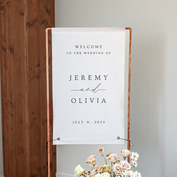 Fabric Wedding Welcome Sign Modern Wedding Welcome Sign Fabric Linen Custom Shower ceremony Boho Bridal Welcome Sign Wedding Ceremony Sign