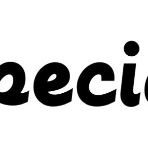 May include: The word "Special" in bold, black, sans-serif font is centered on a white background. The letters are slightly tilted, giving a dynamic feel. The image is simple and direct, focusing solely on the word.