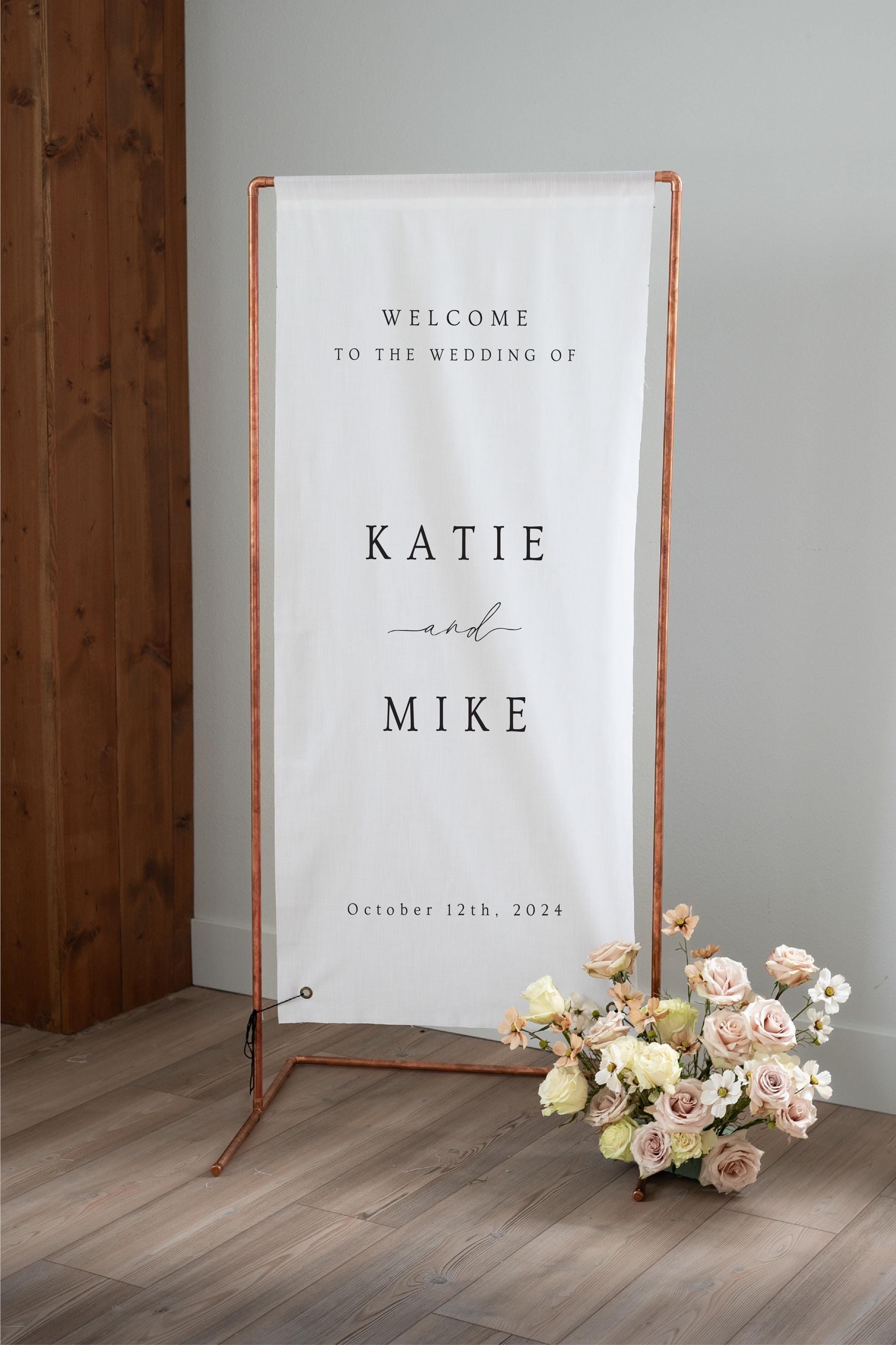 Discover Fabric Wedding Welcome Sign Modern Custom Boho Wedding Ceremony Sign