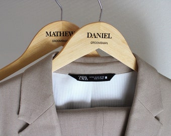 Personalized Groomsman Hangers - Wedding Hanger - Wooden Engraved Hanger - Groom Suit Hanger - Wedding Name Hangers - Pant Bar - Men Hangers