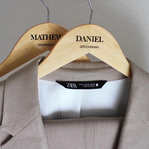 Personalized Groomsman Hangers - Wedding Hanger - Wooden Engraved Hanger - Groom Suit Hanger - Wedding Name Hangers - Pant Bar - Men Hangers