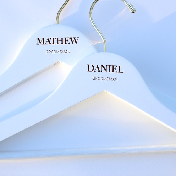 Personalized Groomsman Hangers - Wedding Hanger - Wooden Engraved Hanger - Groom Suit Hanger - Wedding Name Hangers - Pant Bar - Men Hangers
