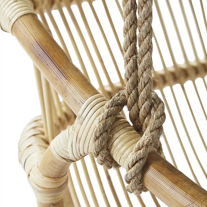 Bamboo Natural Cane Rattan Hanging Swing Chair Etsy