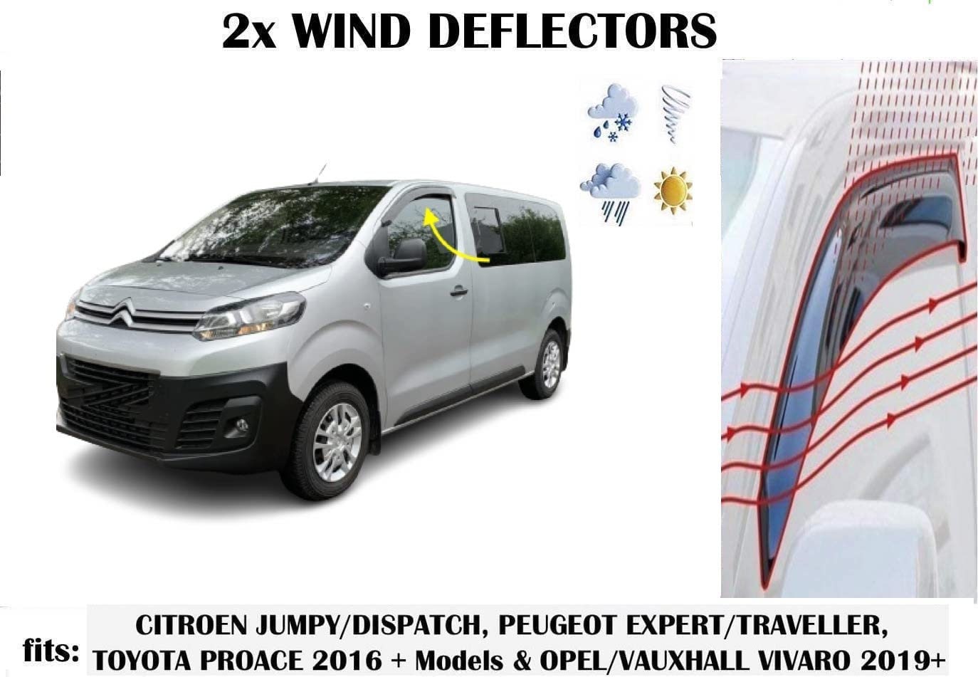 Deflecteurs d'Air déflecteurs de vent Compatible avec Peugeot 207