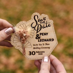 Wooden Save the Date Magnet, Save the Date Cards  %100 Real Birch Wood