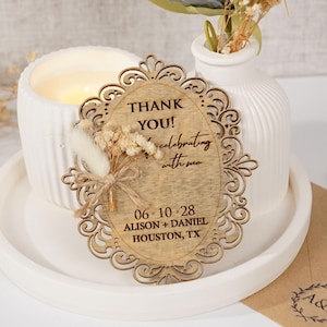 Ímãs de agradecimento para lembrancinhas de casamento rústicas, lembranças para convidados, ímãs de lembrancinhas de casamento com envelopes e selos Kraft
