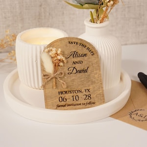 Rustic Save the Date Magnet – Birch Wood – Custom Wedding Reminder with Envelope & Seal