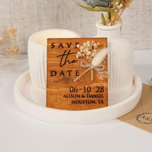 Personalisiertes elegantes Holz-Magnet-Set Save the Date, rustikale Hochzeitsmagnete mit Umschlag- und Siegelaufklebern, perfekt für Hochzeit, Quinceanera