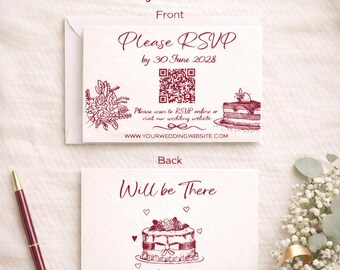 Wedding RSVP Card with QR Code | Personalized Reply Cards | Modern Multiple Color Stationery