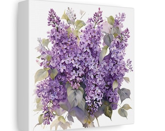 Lilac Lavender Purple Wall Art Matte Canvas Stretched Lilacs Flower Art Wall Collage Bathroom Wall Art Home Office Kitchen Dorm Decor