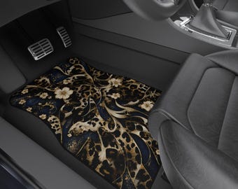 Car Mats Leopard Floral Cheetah Navy Blue Teen Female Womens Black White Edgy