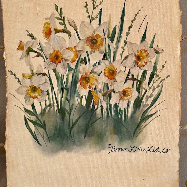 Handmade Daffodils Watercolor Painting