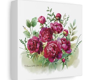 Wall Art November Peonies Matte Canvas Stretched 1.25" Birth Flower Art Wall Collage Bathroom Wall Art Home Office Kitchen