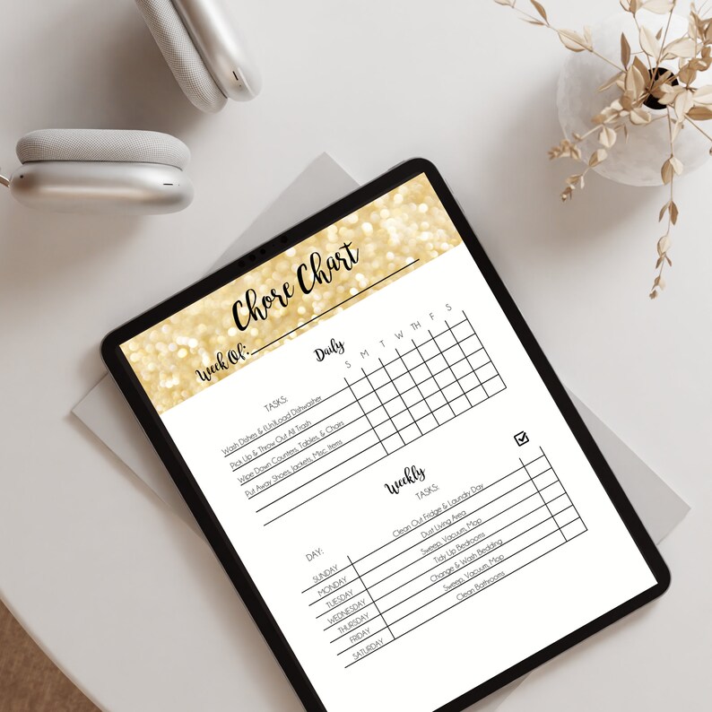 Printable Cleaning Checklist, Chore Chart, Daily, Weekly, Monthly
