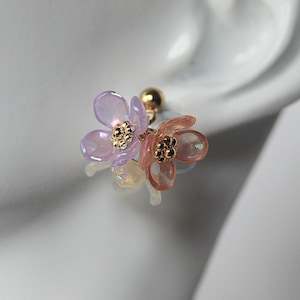 Stud earrings flowers colorful, flower earrings stud gold, romantic small earrings, stud earrings boho chick, bridal jewelry bridal earrings flowers