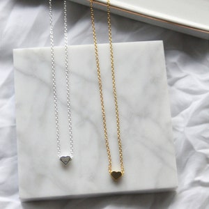 Necklace with heart 925 silver and 925 silver gold-plated / delicate, thin chain in gold or silver with a small heart