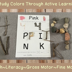 Color Activity Pintables-Hands on Literacy, Math, Fine Motor, and Gross Motor-Nature Based Learning-Preschool-Kindergarten-TK-Home School