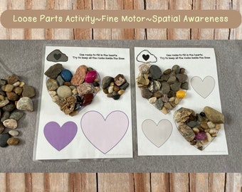 Actividad imprimible de piezas sueltas para el Día de San Valentín para niños que utilizan la naturaleza, la motricidad fina y la conciencia espacial, en edad preescolar, niños pequeños y jardín de infantes