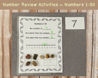 Hojas de repaso del estudio de números para jardín de infantes y primer grado: uno más, uno menos, grupos de diez y unidades adicionales, hojas de matemáticas para imprimir
