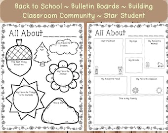 Hoja de trabajo Todo sobre mí: hoja de trabajo Aprenda sobre mí: preescolar, jardín de infantes y primer grado Hoja de trabajo de regreso a clases: temática de la naturaleza