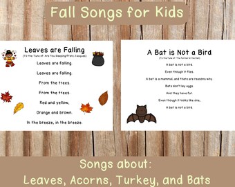 Canciones y poemas de otoño para niños: canciones sobre hojas, bellotas, pavos, calabazas y murciélagos, para niños pequeños, preescolares y jardín de infantes