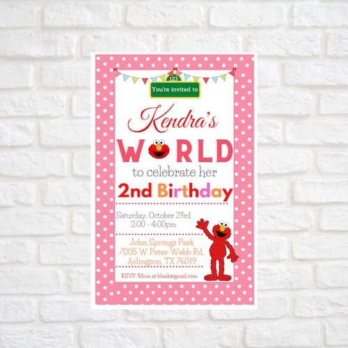 Personalized Elmo Birthday Invitation Sesame Street Birthday Etsy