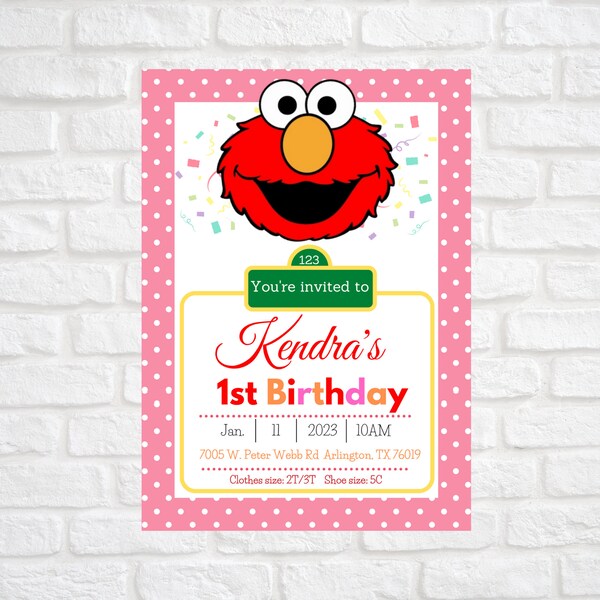 Personalized Elmo Birthday Invitation | Sesame Street Birthday Invitation | Toddler Invitation | Digital