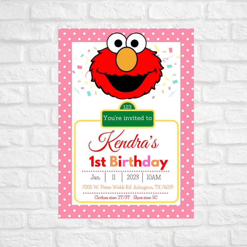 Personalized Elmo Birthday Invitation Sesame Street Birthday Etsy