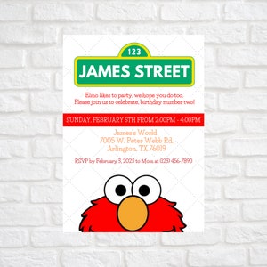 Personalized Elmo Birthday Invitation | Sesame Street Birthday Invitation | Toddler Invitation | Digital