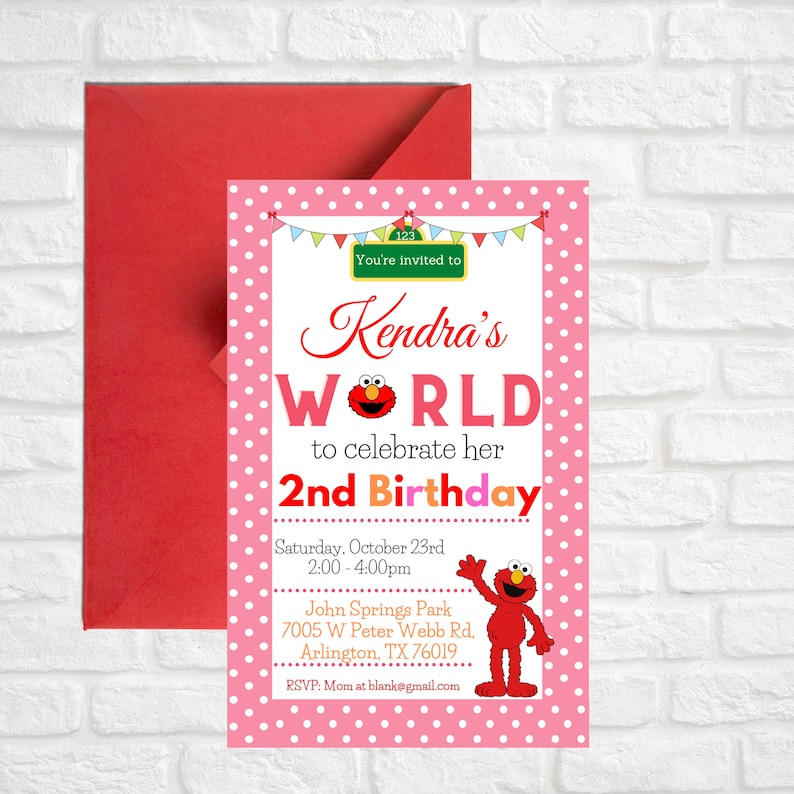 Personalized Sesame Street Birthday Invitation Elmo Birthday Etsy