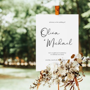 Editable Welcome To Our Wedding Sign, Modern Welcome Sign, Elegant Welcome Sign, Minimal Welcome Sign, Printable Welcome Sign Template