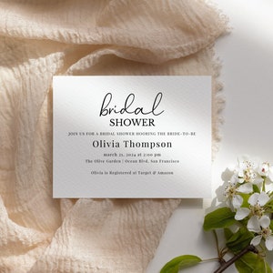 Printable Bridal Shower Invitation Template, Minimalist Bridal Shower Invite, Bridal Shower Card, Bridal Shower Print, Bridal Shower Rsvp