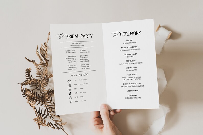 Folded Catholic Ceremony Program, Catholic Program, Church Program, Catholic Wedding Program Template Without Mass, Catholic Program Templat