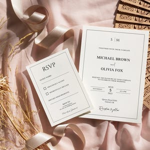 Monogram Wedding Invitation Template Bundle, Monogram Invitation, Monogram Wedding Invitation Suite, Monogram Printable Invitation Set