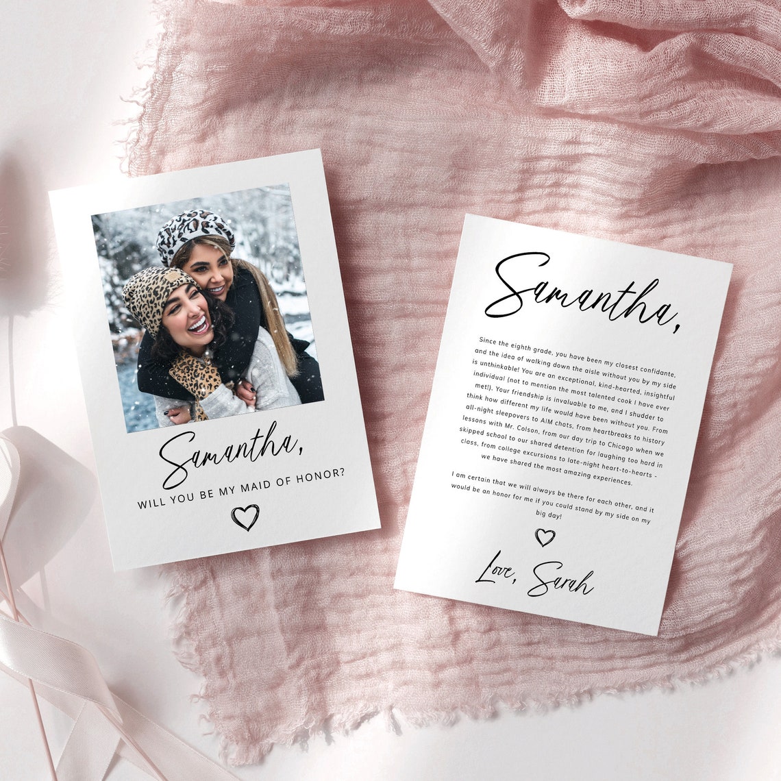 Photo Bridesmaid Proposal Card Template Printable Bridesmaid - Etsy