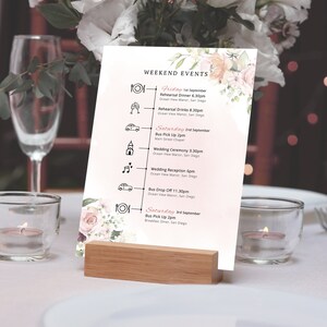 Blush Pink Wedding Program Template, Wedding Program, Wedding Timeline, Soft Pink Wedding Program Template, Pink Floral Wedding Program