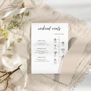 Minimal Wedding Timeline, Program Timeline, Timeline Minimalist, Minimalist Wedding Timeline, Printable Minimalist Order Of Service