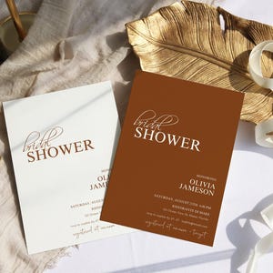 Terracotta Bridal Shower Invitation Template, Boho Bridal Shower, Modern Bridal Shower, Editable Modern Bridal Shower Invitation Template