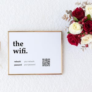 Printable Minimalist Wifi Sign, Wifi Sign Qr Code, Wifi Qr Code Print, Qr Wifi Sign, Wifi Password Sign, Printable Wifi Sign Code