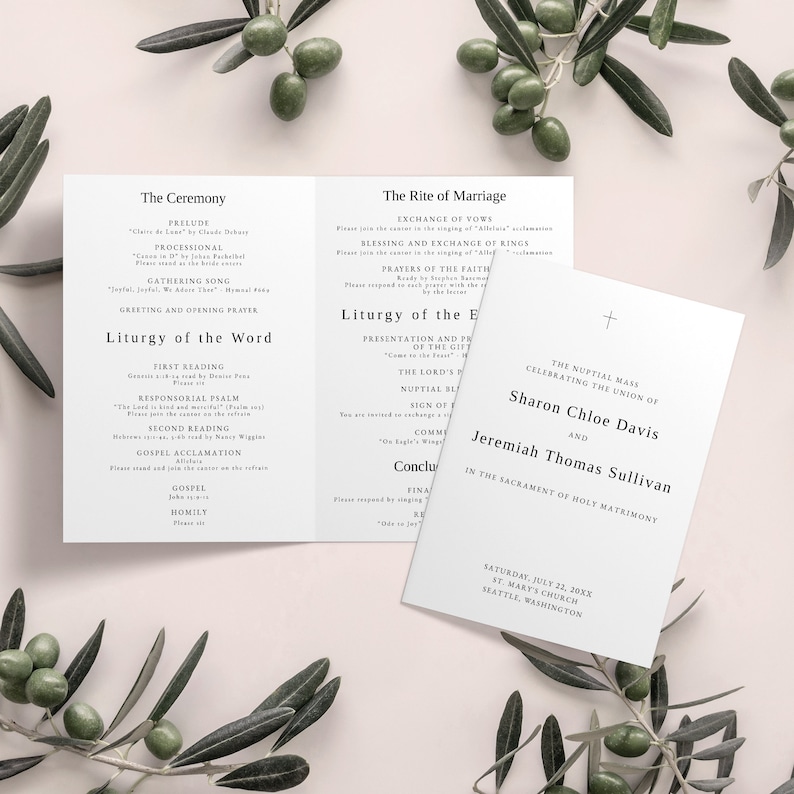 Catholic Wedding Program Template Custom Folded Catholic Etsy Catholic Wedding Program Template Custom Folded Catholic Etsy
