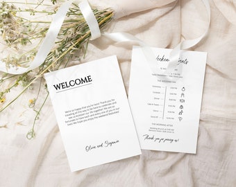 Wedding Welcome Note Itinerary, Wedding Welcome Bag, Editable Welcome, Wedding Welcome Itinerary Card, Welcome Itinerary For Wedding