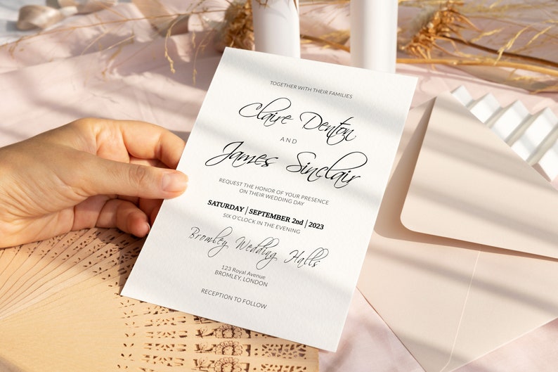 Modern Elegant Wedding Invitation, Modern Invitation, Modern Printable Editable Invitation Template, Editable Modern Wedding Invitation