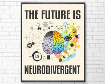 Neurodiversiteit kunst aan de muur, speciaal onderwijs, neurodivergerende kunst, therapie kantoor decor, geschenk, neurodiversiteit print afdrukbare Wall Art PNG-bestand