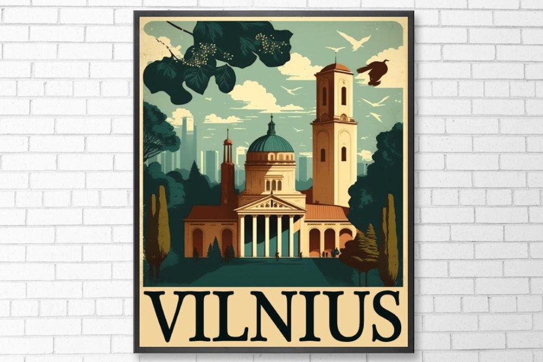 Vilnius Poster, Litauen Poster, Vilnius Travel Art, Retro Travel Poster