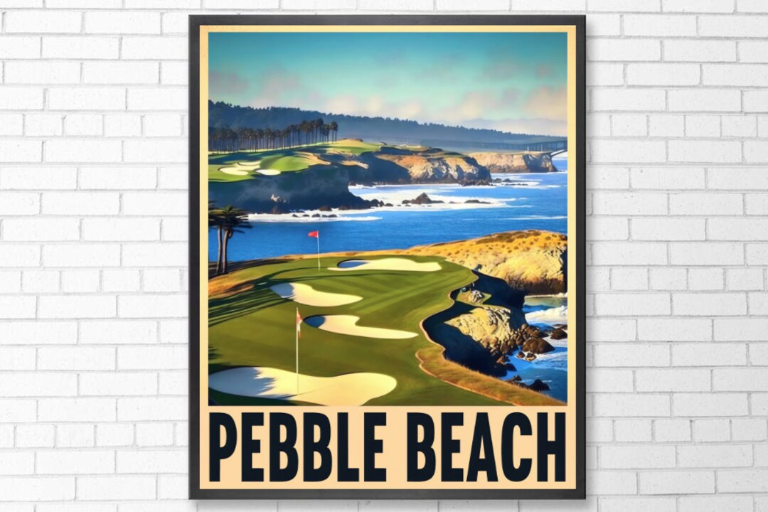 Pebble Beach Golf Poster Pebble Beac Print Travel Poster Golf Course